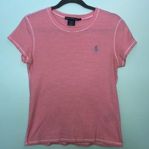 Red and White Striped Polo